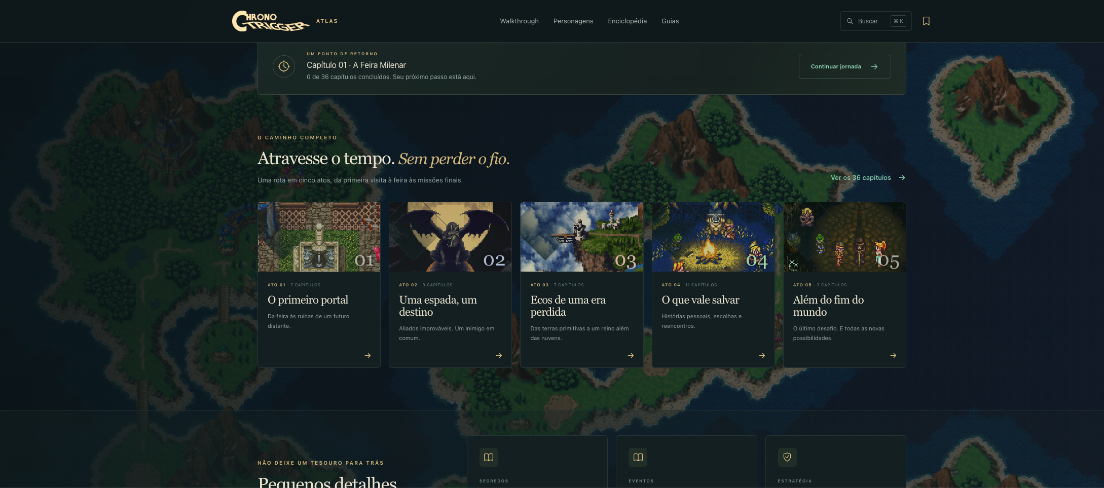 Chrono Atlas: cinco atos organizam os 36 capítulos da jornada sobre o mapa do jogo