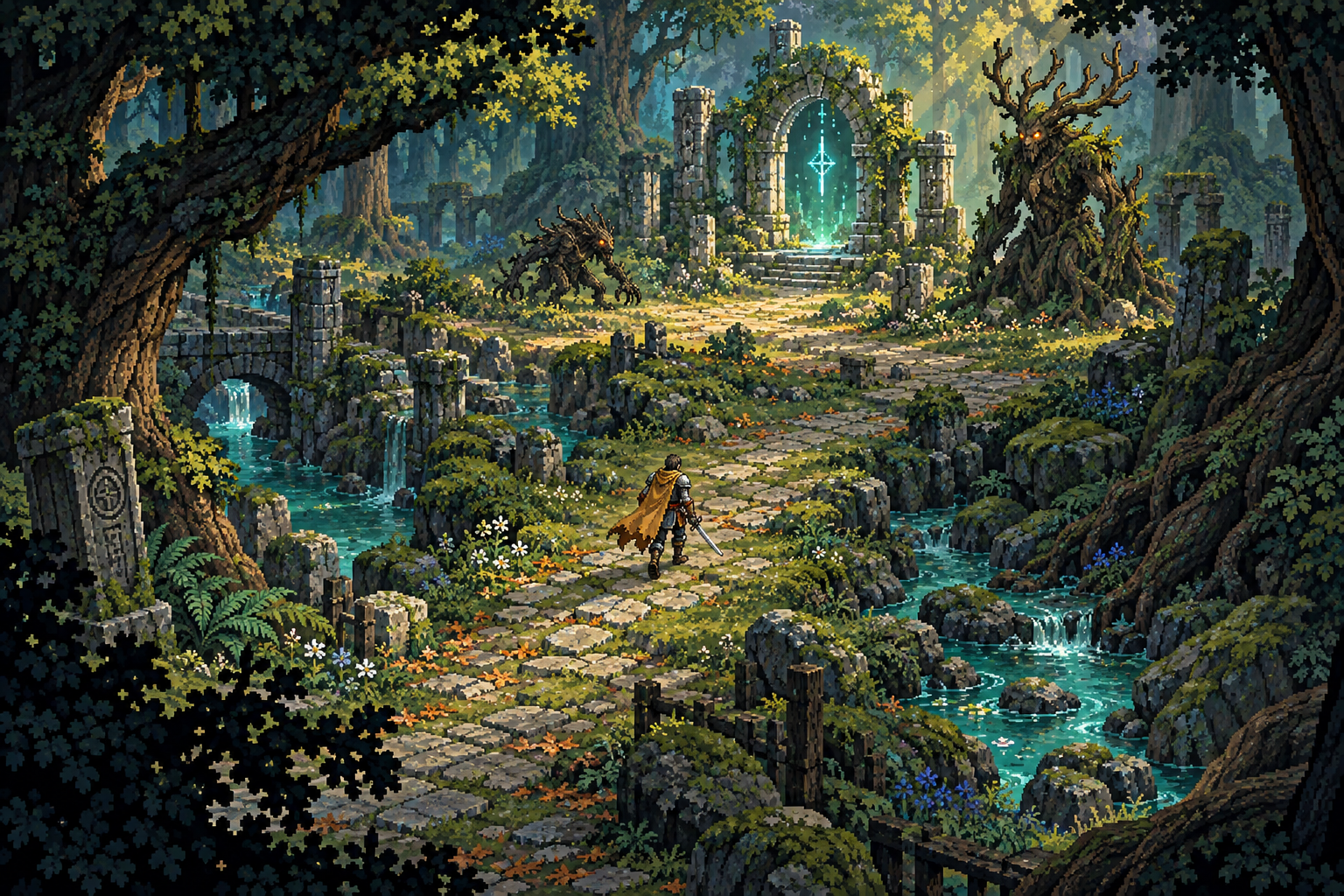 Floresta em pixel art de Era of Reborn
