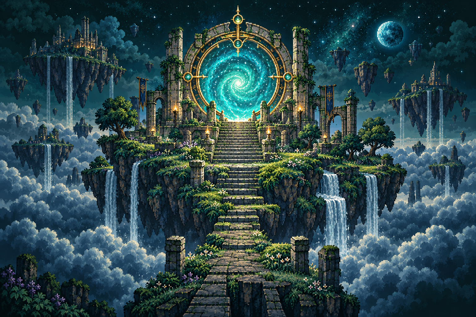 Capa original do Chrono Atlas, com portal e ilha flutuante
